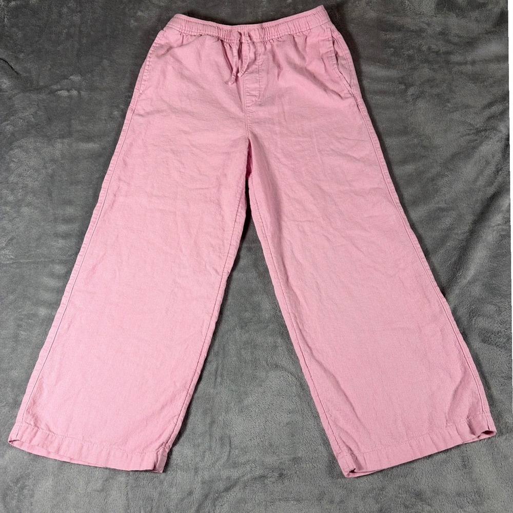 Old Navy Soft Pant Preppy Pink Wide Leg Linen Blend Drawstring Pants XL 14-16